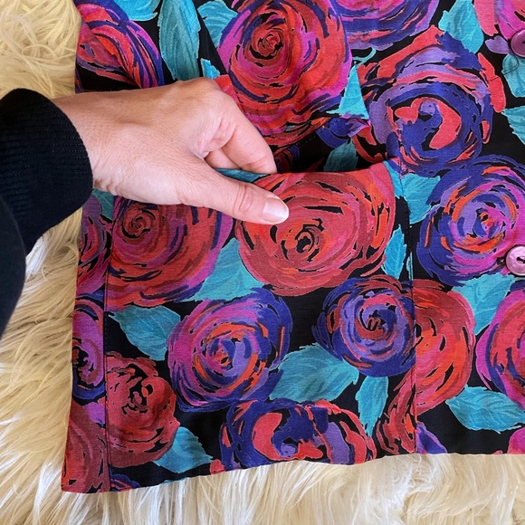 Vintage Michel Antoni Fall Floral Tulip Midi Skirt and Oversized Blazer set - Picture 5 of 16